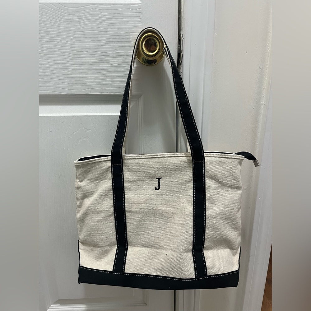 Canvas tote with J initial NWOT